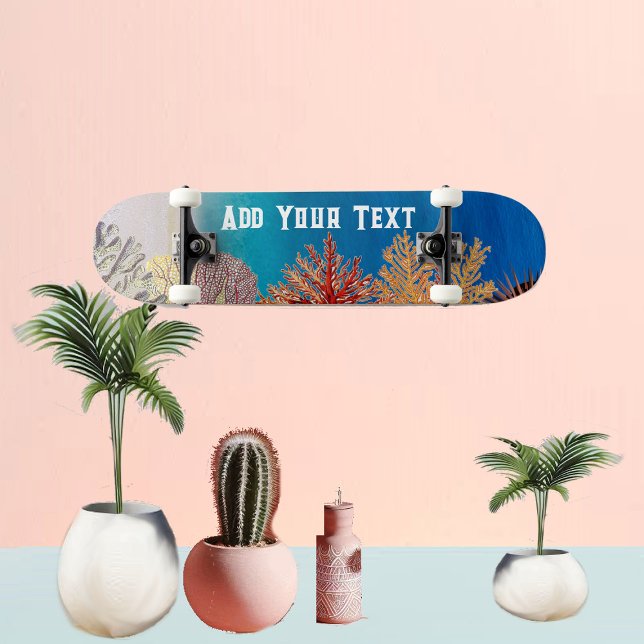 Skateboard Blue Ocean Coral Reef Paraíso Tropical Serene Sea (Blue Ocean Coral Reef Tropical Paradise Serene Sea Skateboard)
