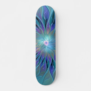Skateboard Blue Purple Flower Dream Resumen arte fractal