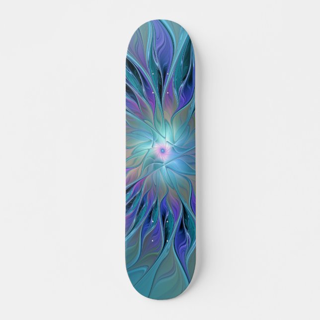 Skateboard Blue Purple Flower Dream Resumen arte fractal (Anverso )