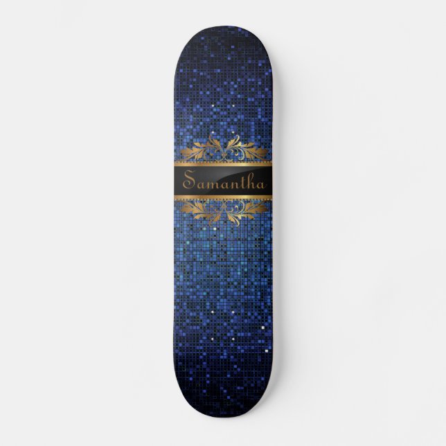 Skateboard Blue Purpurina Sequin Disco Glitz Comp (Anverso)