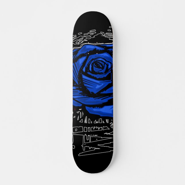 Skateboard Blue Rugged Rose Graffiti Art • Urban Street (Anverso )