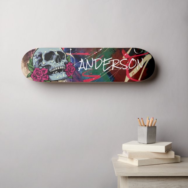 Skateboard Blue Skull personalizado (Arte de pared (horz))