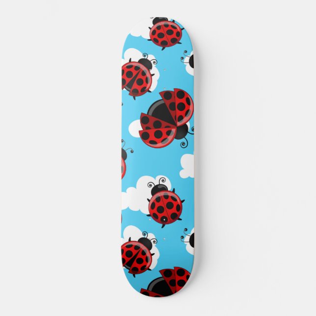 Skateboard Blue Sky White Clouds Red Ladybug Beetle (Anverso)