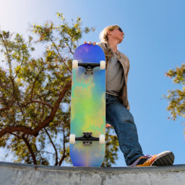 Skateboard Blue Sky y Golden Yellow Lightning Bolts