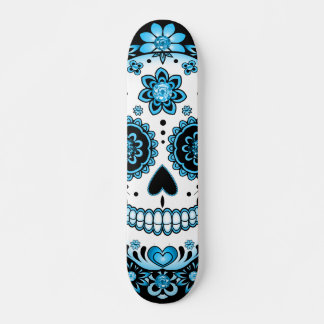 Skateboard Blue Sugar Skull