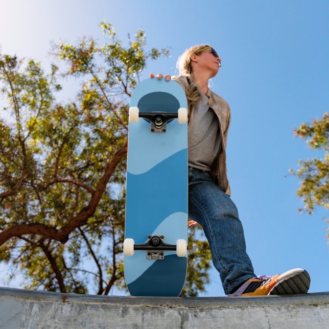 Skateboard Blue Sun and Wave Half Pipe (Exterior 1)