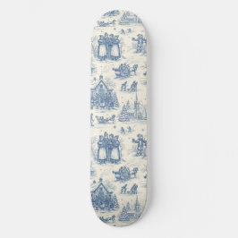 Skateboard Blue Winter Toile Chinoiserie