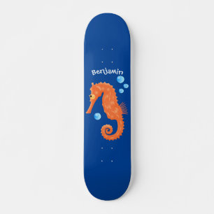 Skateboard Bóbulas de caballito de mar naranja personalizado