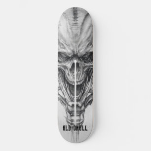Skateboard Boceto de Cráneo Viejo