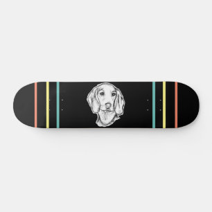 Skateboard boceto de perro salchicha dibujado a mano en negro