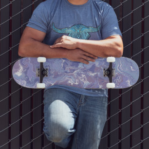 Skateboard Boho Eclectic Soft Purple Digital Abstract Marble