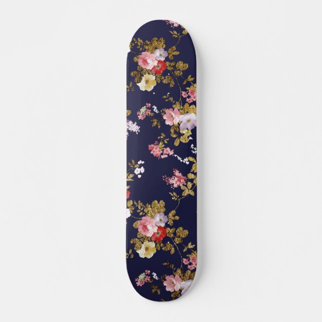 Skateboard Boho elegante del oro del rosa de los azules (Anverso )