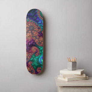 Skateboard Boho Groovy Colorful Jewel Tone Resumen fractal