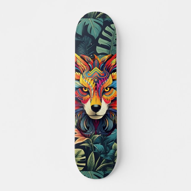Skateboard Boho Jungle Wolf (Anverso )