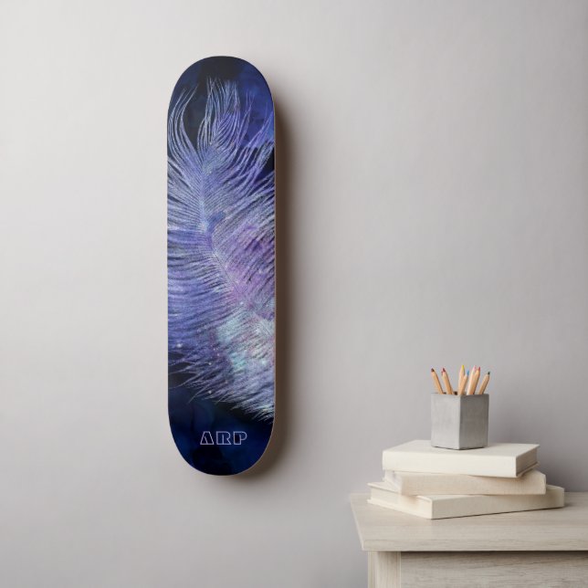Skateboard *~* Boho Midnight Sky Cosmic Pastel Feather (Arte de la pared)