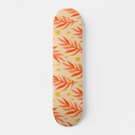 Skateboard Boho Naranja Tropical Deja Estética De Planta De J