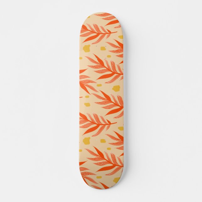 Skateboard Boho Naranja Tropical Deja Estética De Planta De J (Anverso )