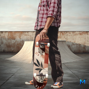 Skateboard Boho Rústico - Botánico Minimalista Orgánico