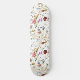 Skateboard Boho Wildflower Acuarela Primavera Flor