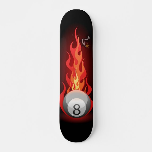 Skateboard Bola 8 en el fuego (Anverso )