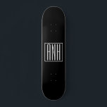 Skateboard Bold Modern 3 Initials Monogram | White On Black<br><div class="desc">Classy,  bold & modern.</div>
