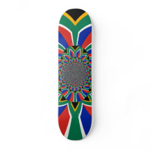Bonita tabla de patinaje con bandera de Sudáfrica