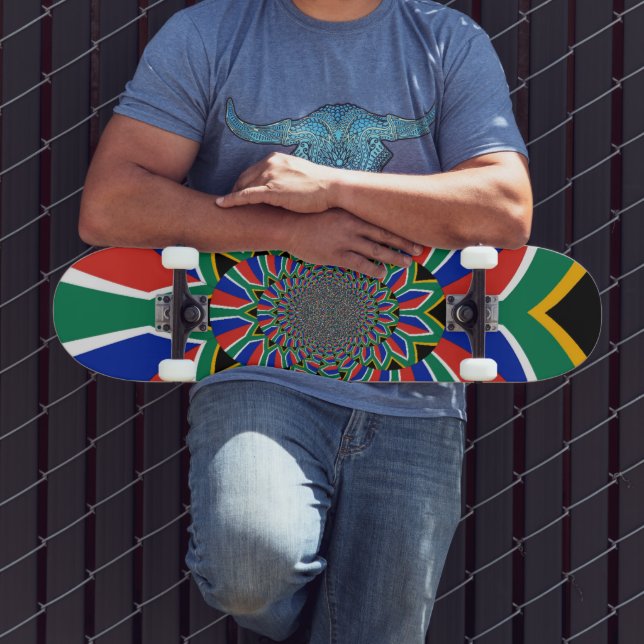 Skateboard Bonita tabla de patinaje con bandera de Sudáfrica (Exterior 3)