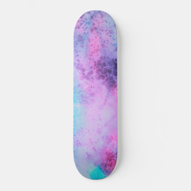 Skateboard Bonito Azul morado morado color agua arte (Anverso)