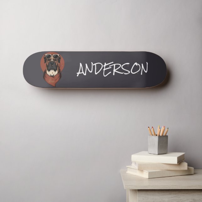 Skateboard Bonito Boxeador divertido y personalizado (Arte de pared (horz))