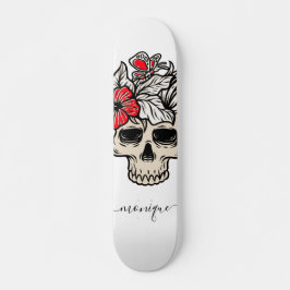 Skateboard Bonito Floral Skull Skeleton gótico nombre de moda