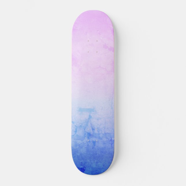 Skateboard Bonito Mármol Ombre Lavanda Azul rosa (Anverso)