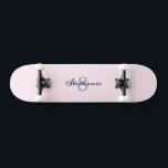 Skateboard Bonito Pastel Rosa Elegante Simple Cute Monogramad<br><div class="desc">Eleva tus paseos en patineta con perfección rosada personalizada. Esta cubierta de bonito es un suave rosa pastel, un elegante telón de fondo de un monograma formado por tu nombre inicial. Con una refrescante elegancia, este patinador hace un lindo regalo personalizado y un divertido accesorio para complementar su estilo.</div>