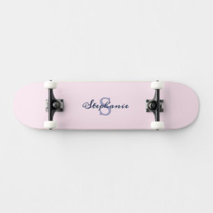 Skateboard Bonito Pastel Rosa Elegante Simple Cute Monogramad