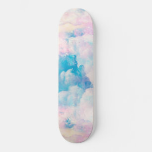 Skateboard Bonito Rainbow Pastel Clouds Diseño estético