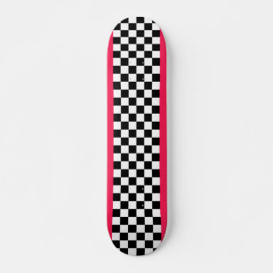 Skateboard Borde rosa brillante y tablero de ajedrez