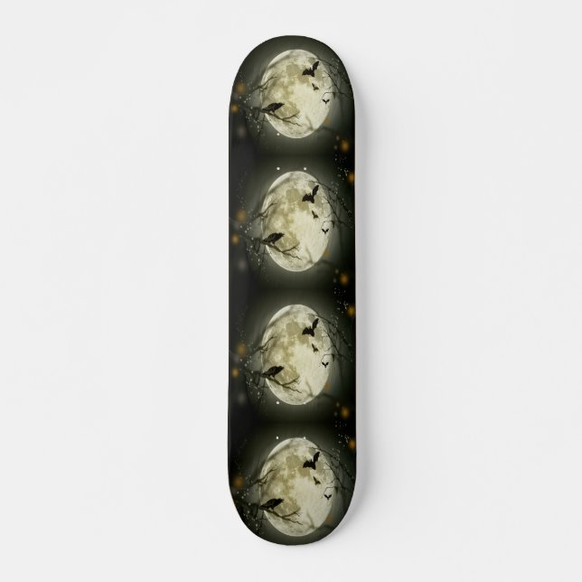 Skateboard Bosque de Halloween, murciélagos, paisaje (Anverso )