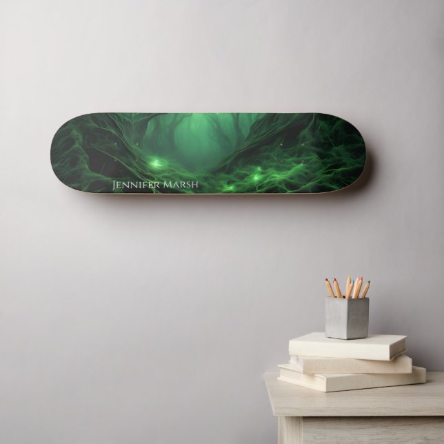 Skateboard Bosque verde oscuro y espeluznante (Arte de pared (horz))