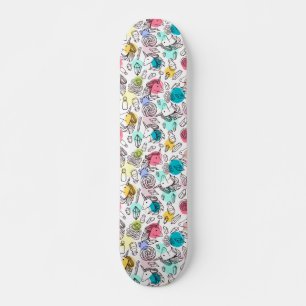 Skateboard Bosquejo negro y blanco del unicornio - lunares