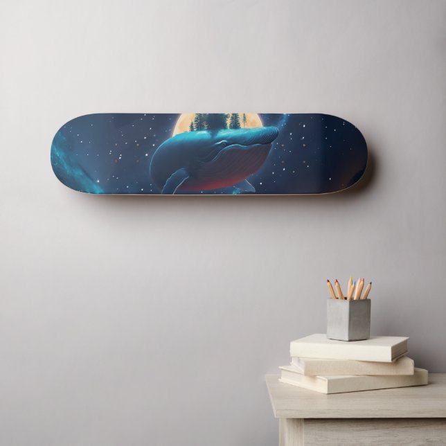 Skateboard Bosques estelares voladores de ballena ballena dor (Arte de pared (horz))