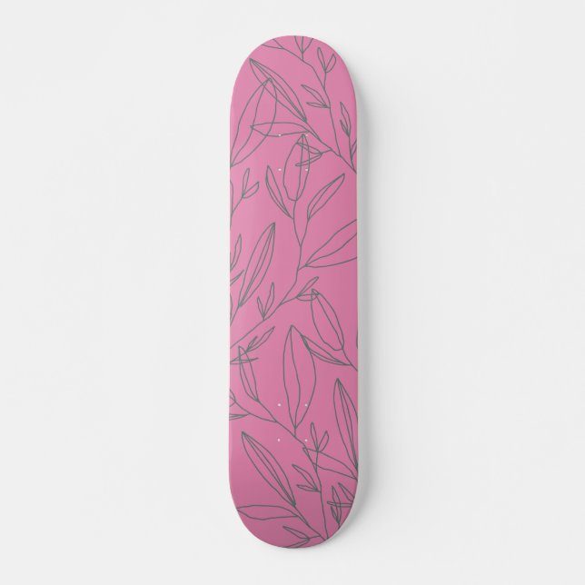 Skateboard Botánica rosa y Verde (Anverso )