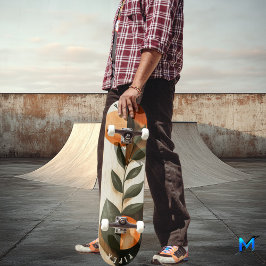 Skateboard Botánico Minimalista - Earthy Boho Leaf