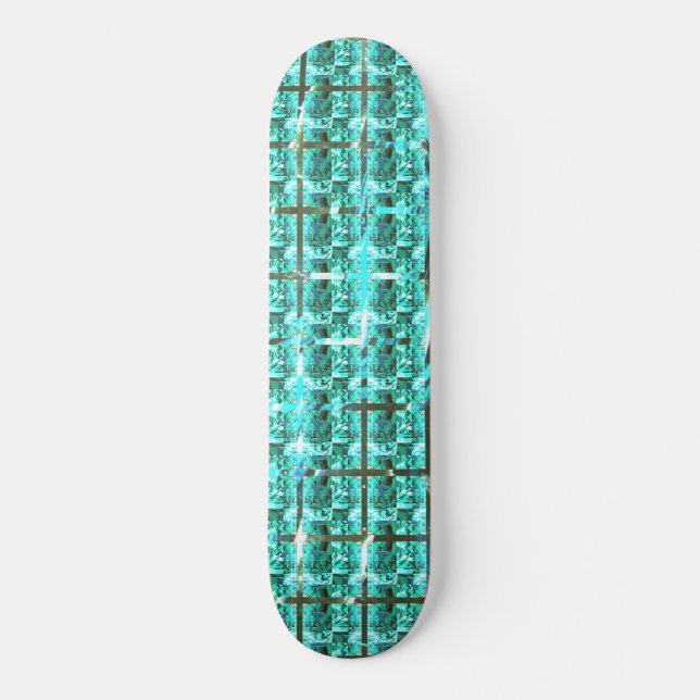 Skateboard ¿Brillante azul claro, cuadrados o imagen dentro d (Anverso)