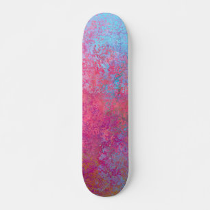 Skateboard Brillante Magenta Sunset Abstract Acrylon Pour