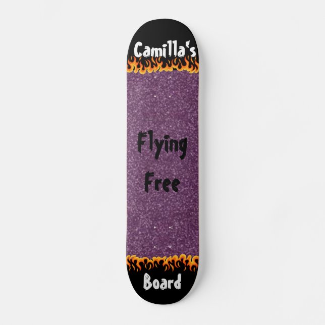 Skateboard Brillante Purpurina Purple Simulado Girly (Anverso)