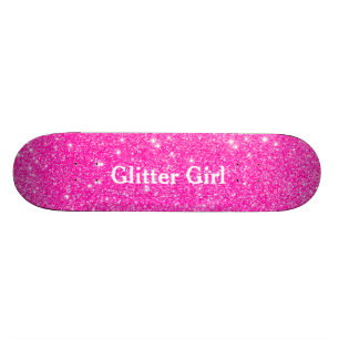 Skateboard Brillo Rosa Caliente Chica Muestra Tu Glamour Dest