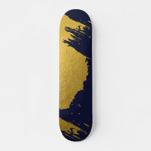 Skateboard Brochas de oro falsas con fondo azul marino