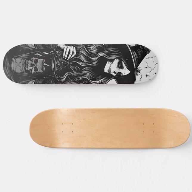 Skateboard Bruja con linterna Halloween (Horz)