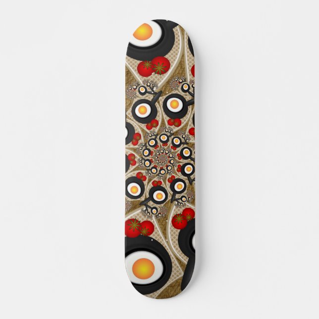 Skateboard Brunch Fractal Art Comida divertida, Tomates, Huev (Anverso )