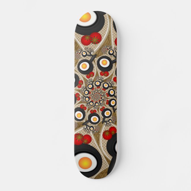 Skateboard Brunch Fractal Art Comida divertida, Tomates, Huev (Anverso)