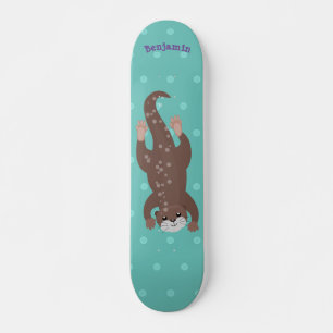 Skateboard Buceo con nutria en el ilustracion verde azulado p